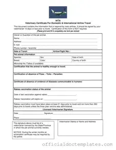 Fill Your Veterinary Certificate Travel Template