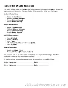 Fillable Jet Ski Bill of Sale Template