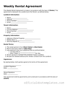 Fillable Weekly Rental Agreement Template