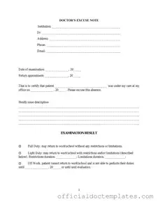 Fill Your Doctors Excuse Note Template