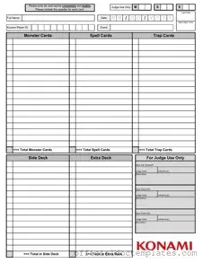 Fill Your Konami Decklist Template