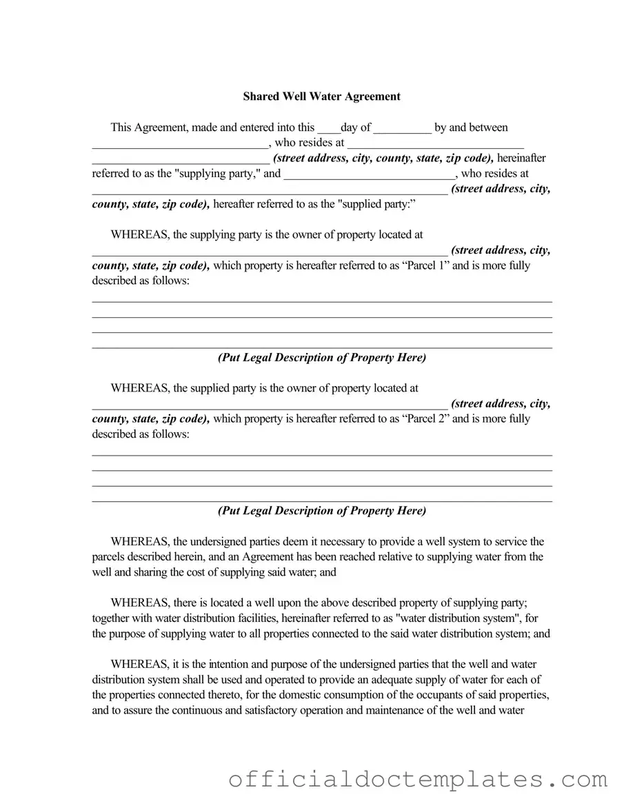 Fill Your Shared Well Agreement Template