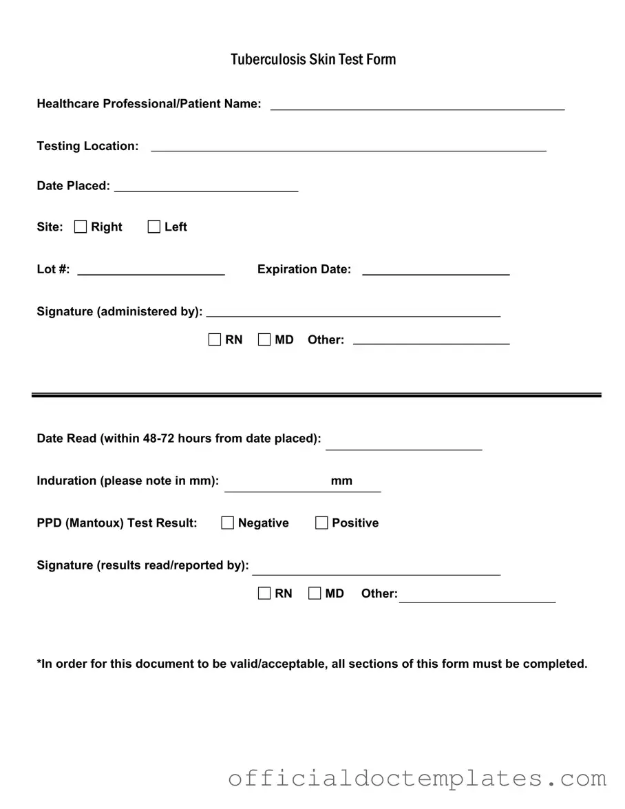 Fill Your Tb Test Template