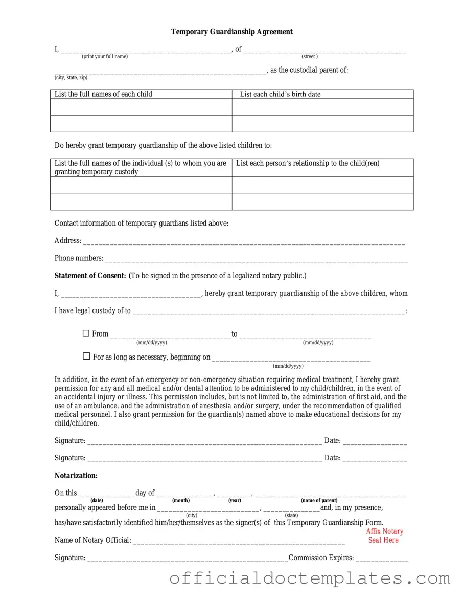 Fill Your Temporary Custody Template
