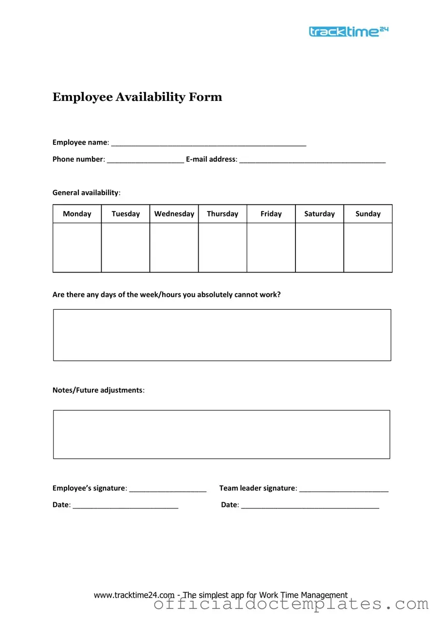 Fill Your Employee Availability Template
