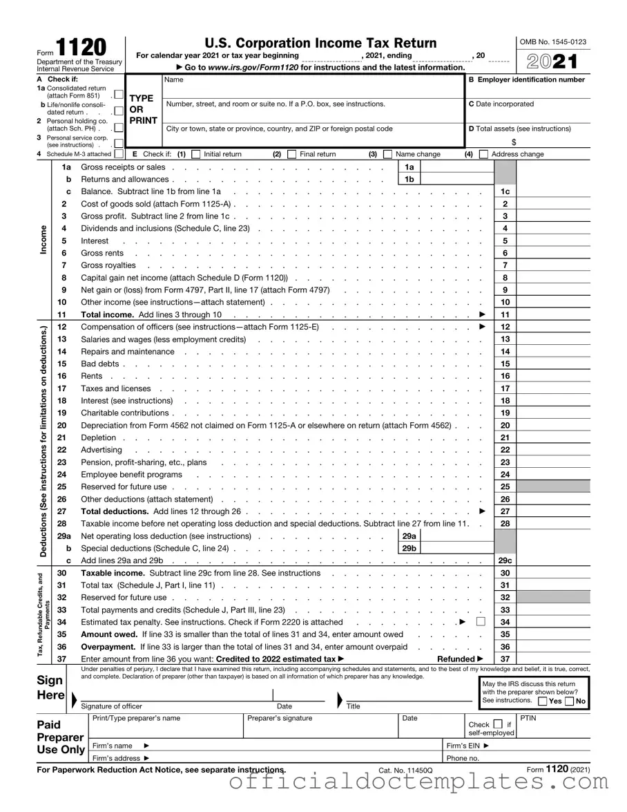 Fill Your IRS 1120 Template