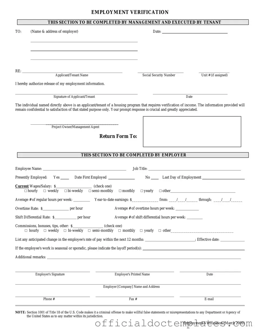 Fill Your Employment verification form Template